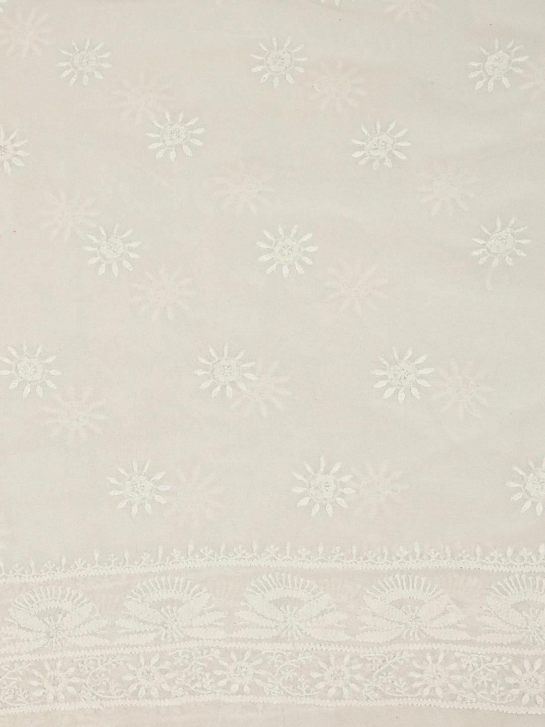 Ada Hand Embroidered White Pure Georgette Lucknowi Chikankari Unstitched Kurta Piece A525438