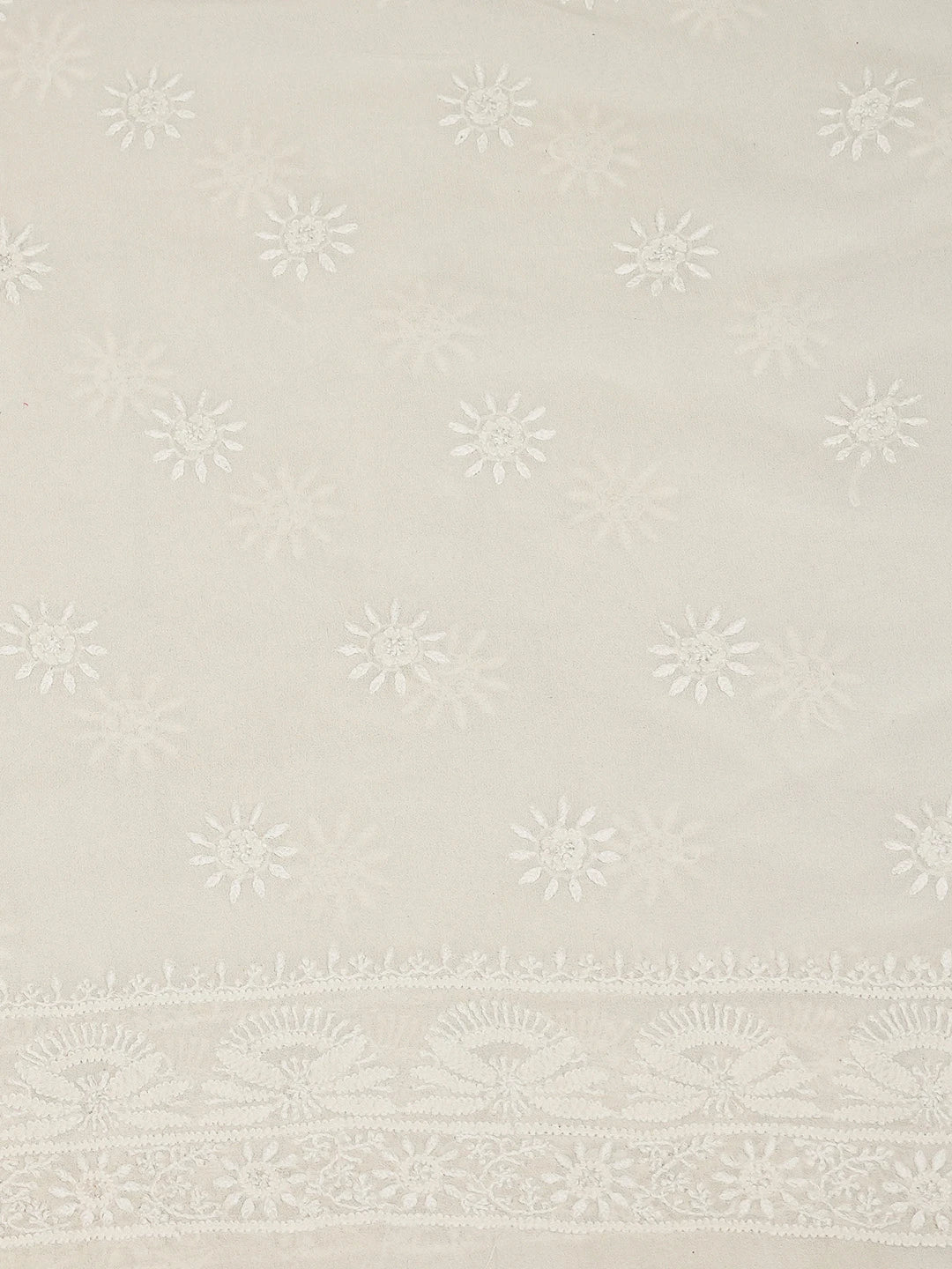 Ada Hand Embroidered White Pure Georgette Lucknowi Chikankari Unstitched Kurta Piece A525438