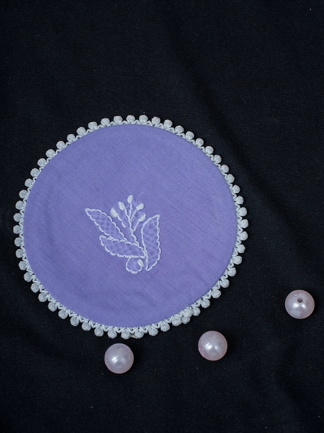 Ada Hand Embroidered Mauve Cotton Lucknowi Chikankari Coaster Set 01A712303