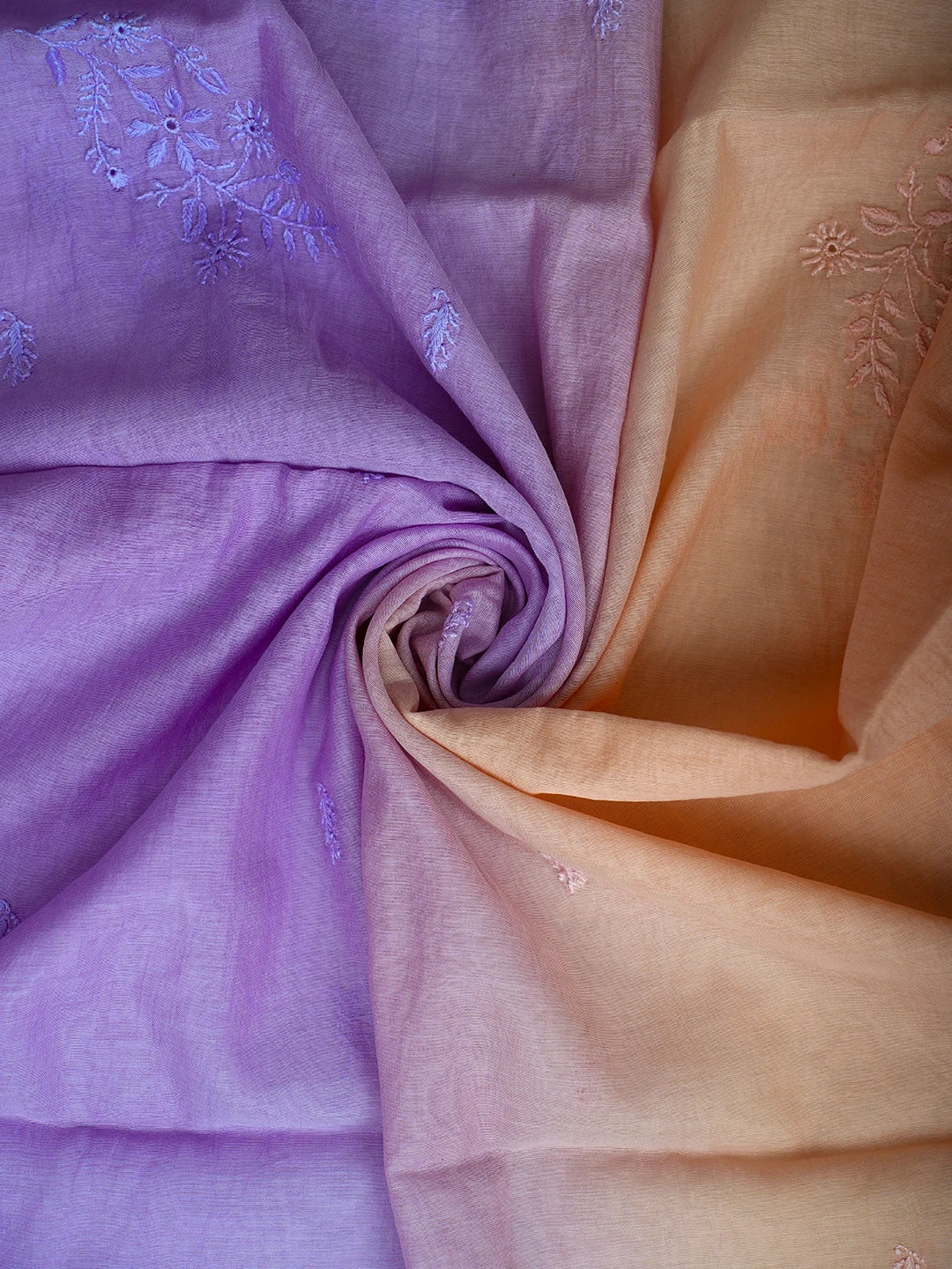 Ada Hand Embroidered Ombre shade of Mauve & Peach Chanderi Dupatta 01A681140
