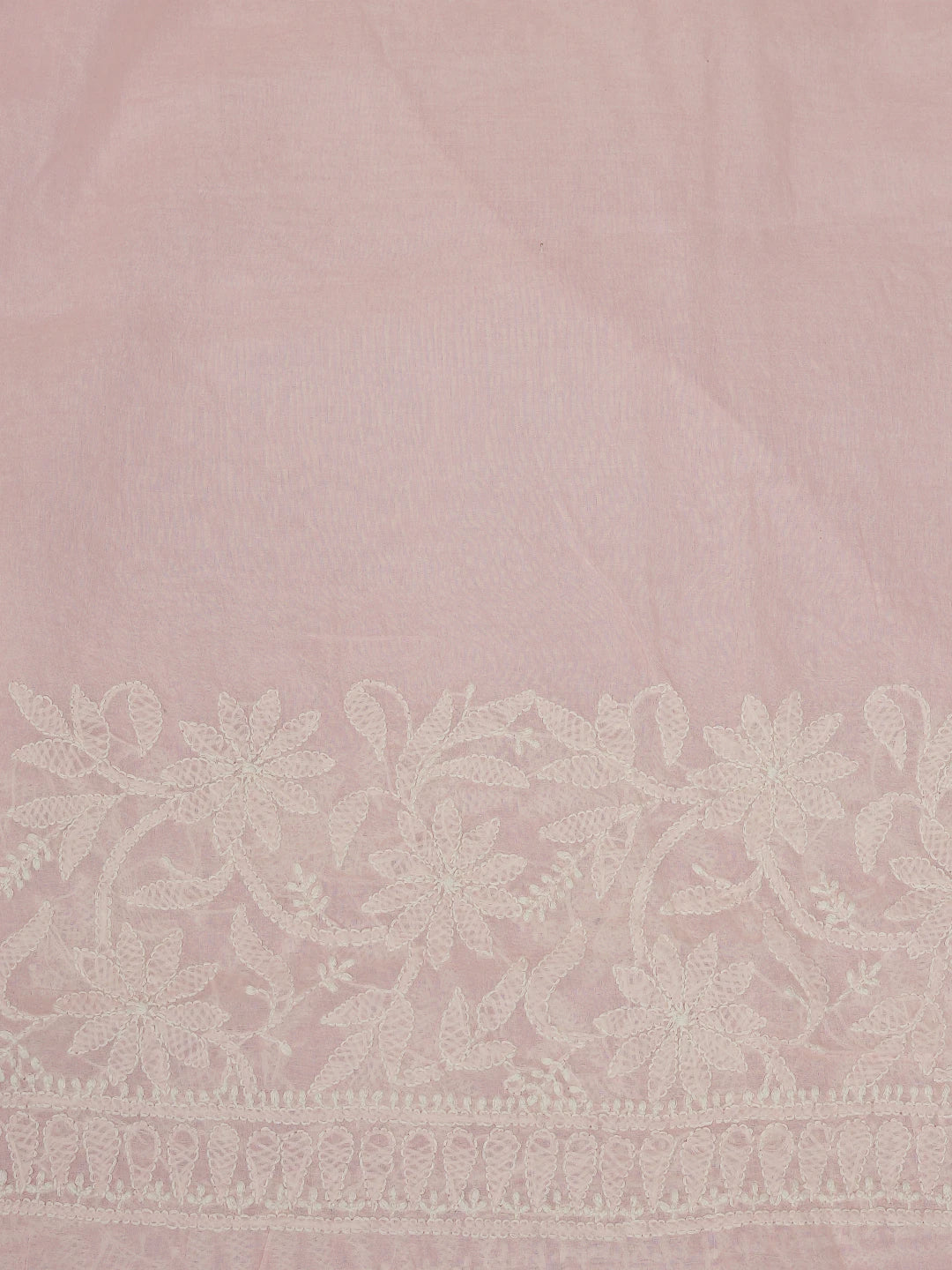 Ada Hand Embroidered Pink Cotton Lucknowi Chikankari Saree and Blouse 01A713082