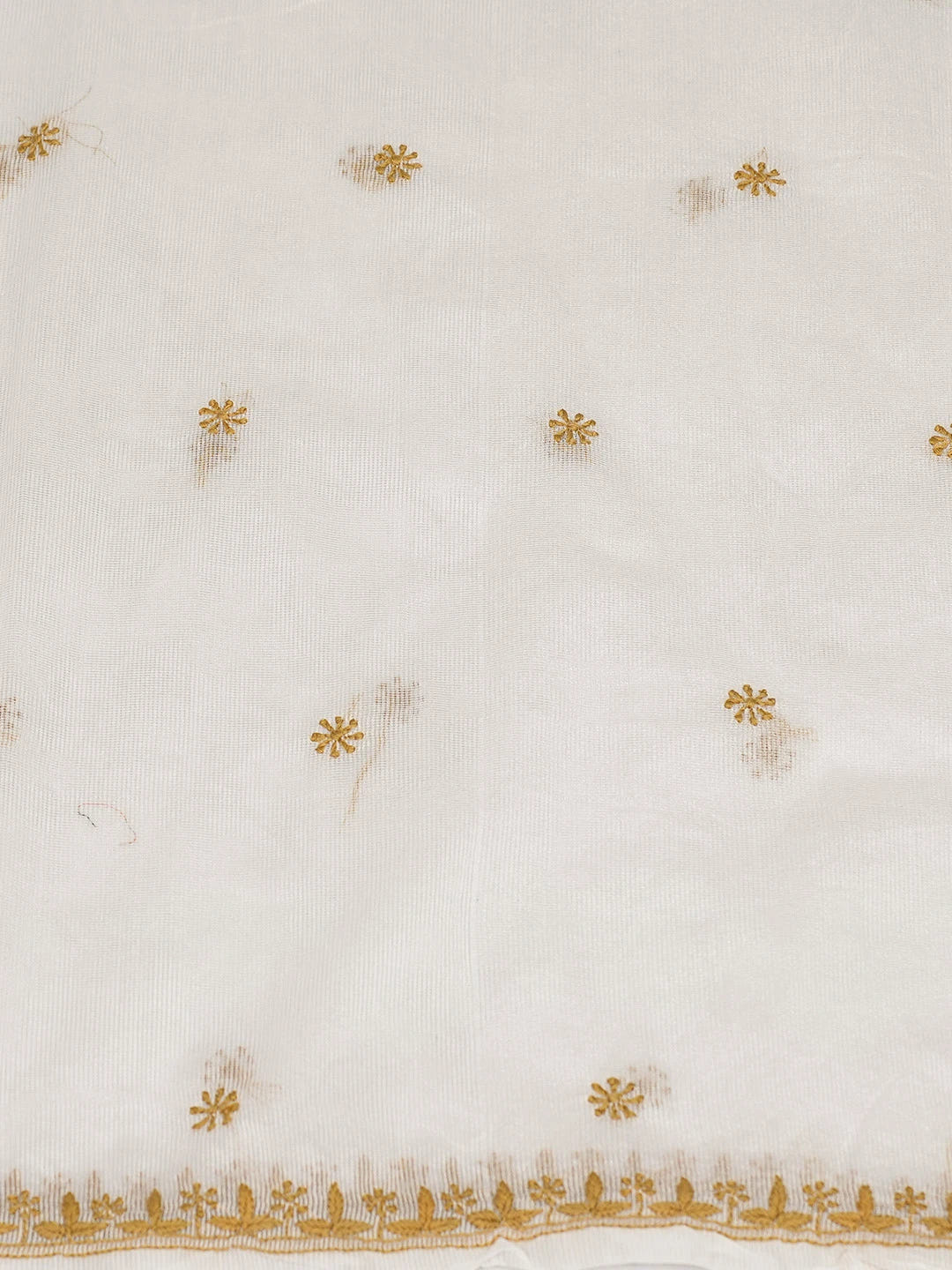 Ada Hand Embroidered White Super Net Lucknowi Chikankari Unstitched Kurta Dupatta Set 01A409828