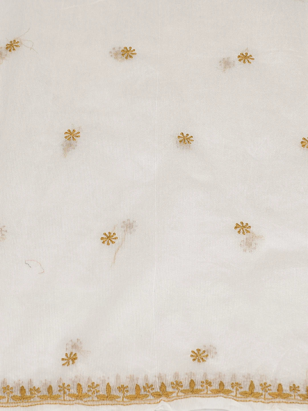 Ada Hand Embroidered White Super Net Lucknowi Chikankari Unstitched Kurta Dupatta Set 01A409828
