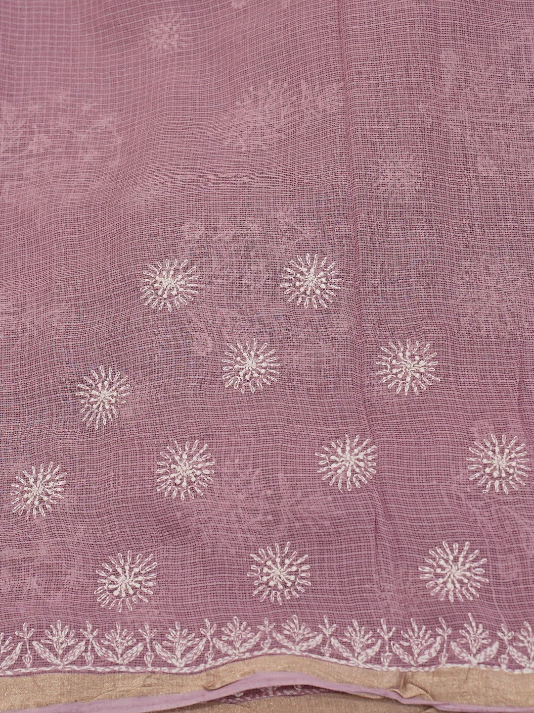 Ada Hand Embroidered Mauve Kota Lucknowi Chikankari Saree and Blouse 01A681665