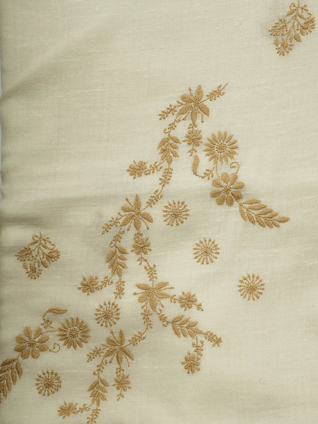 Ada Hand Embroidered White Pashmina Lucknowi Chikankari Teen Taar Shawl A230115520