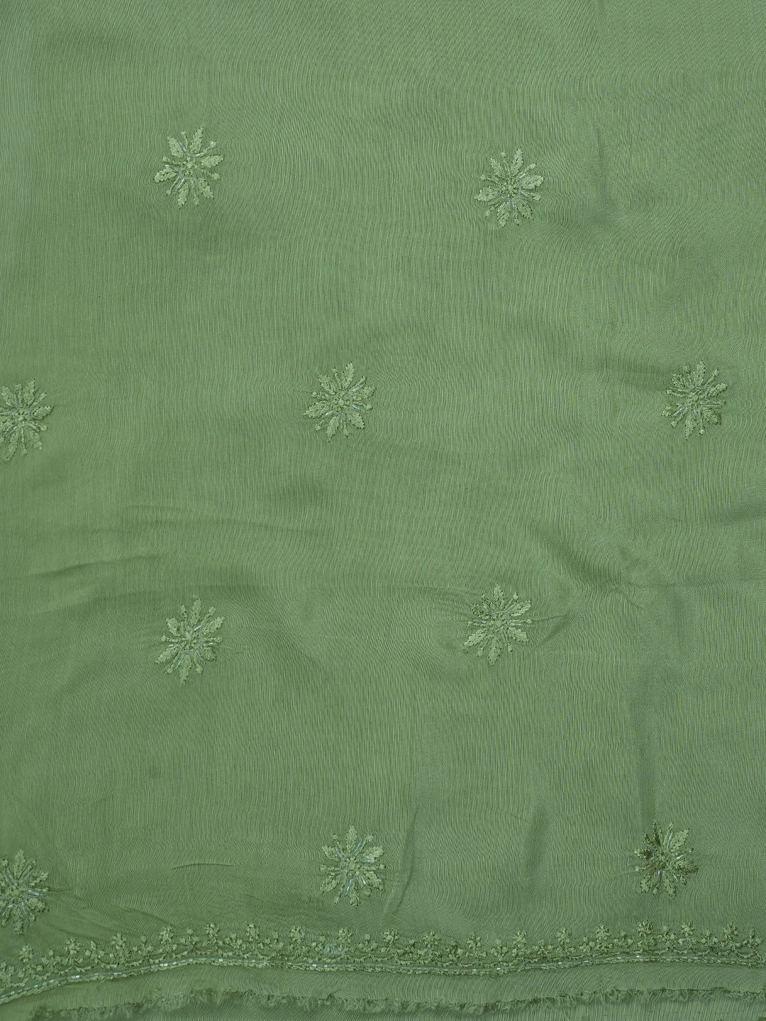 Ada Hand Embroidered Pista Green Muslin Lucknowi Chikankari Unstitched Suit Piece With Cutdana Work 01A713180