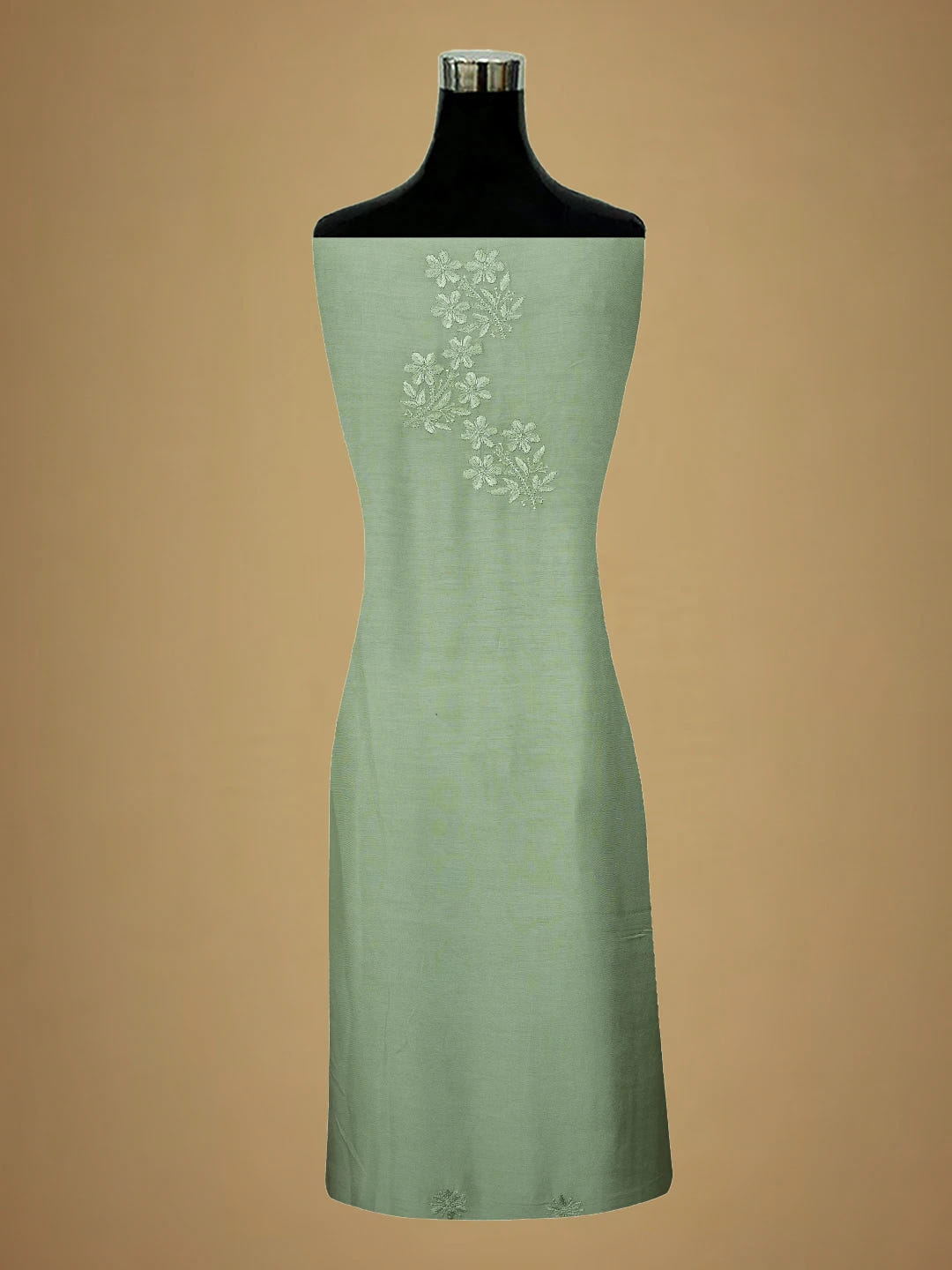 Ada Hand Embroidered Pista Green Muslin Lucknowi Chikankari Unstitched Suit Piece With Cutdana Work 01A713180