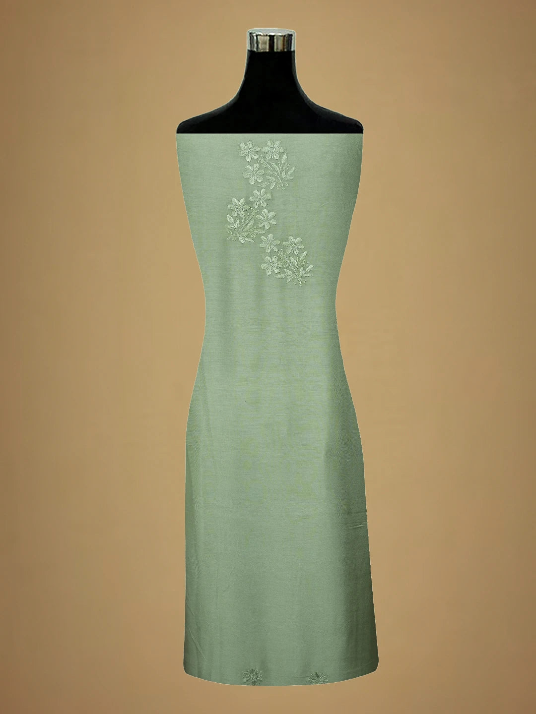 Ada Hand Embroidered Pista Green Muslin Lucknowi Chikankari Unstitched Suit Piece With Cutdana Work 01A713180