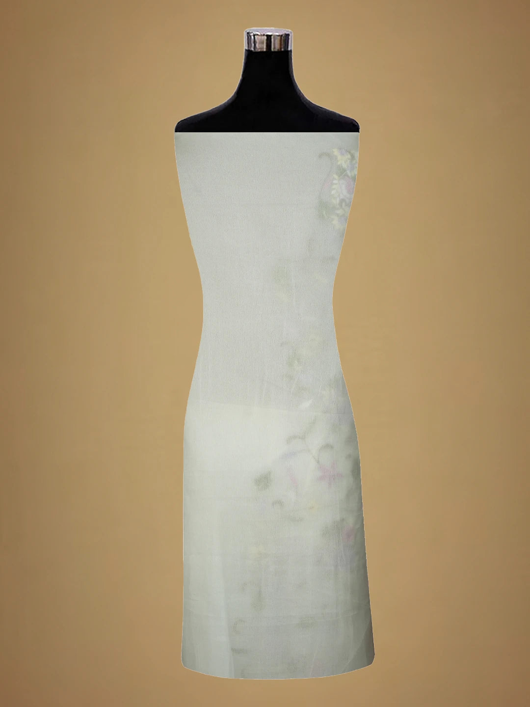 Ada Hand Embroidered White Organza Lucknowi Chikankari Unstitched Kurta Piece With Parsi Work 01A708849