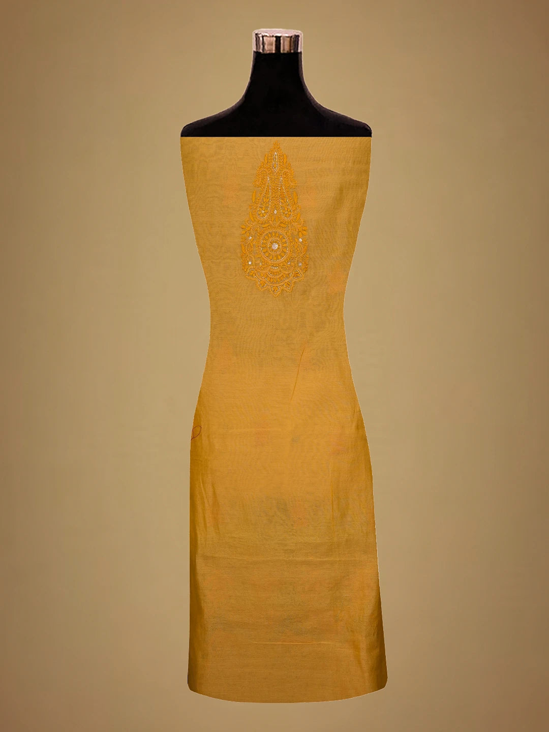 Ada Hand Embroidered Princeton Orange Chanderi Lucknowi Chikankari Unstitched Kurta Piece With Zari Work 01A216052