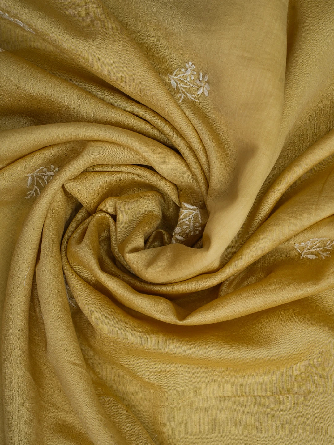 Ada Hand Embroidered Fawn Chanderi Lucknowi Chikankari Unstitched Kurta Dupatta Set With Zari Work 01A635587