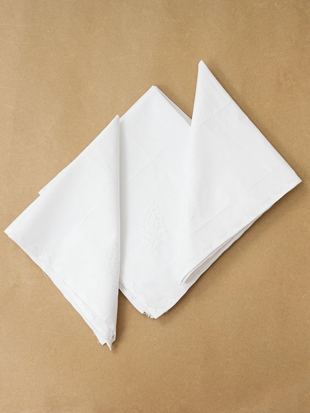 Ada Hand Embroidered White Cotton Lucknowi Chikankari Napkin Set 01A668914