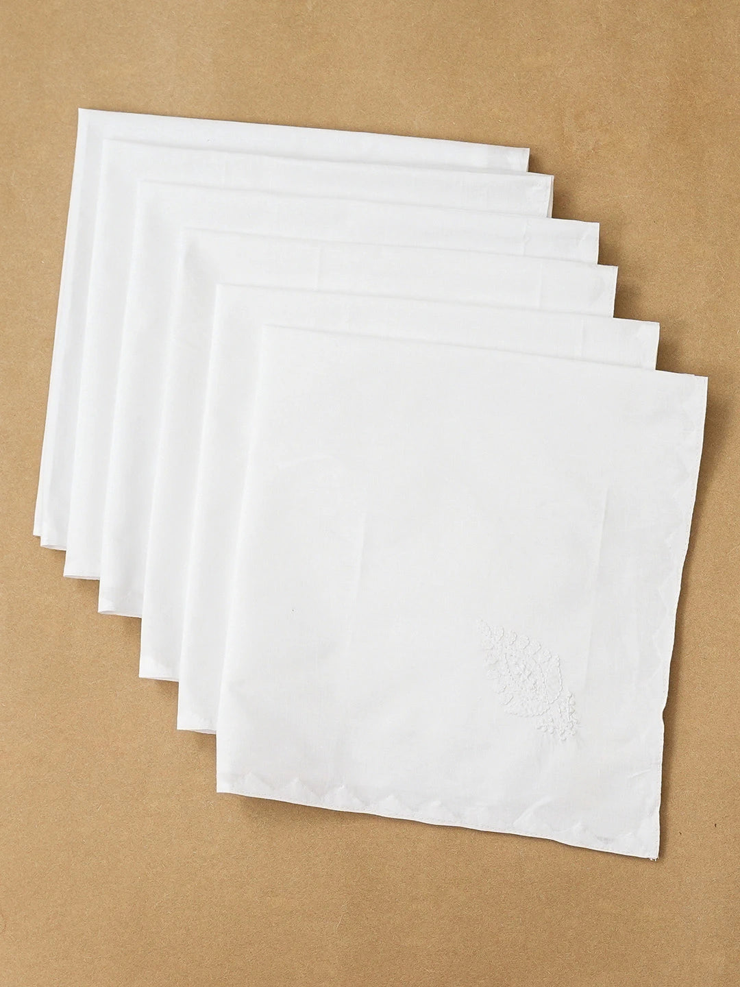 Ada Hand Embroidered White Cotton Lucknowi Chikankari Napkin Set 01A668914