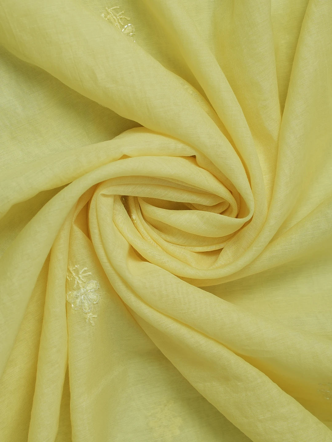 Ada Hand Embroidered Lemon Chanderi Lucknowi Chikankari Unstitched Kurta Dupatta Set With Cutdana Work 01A631635