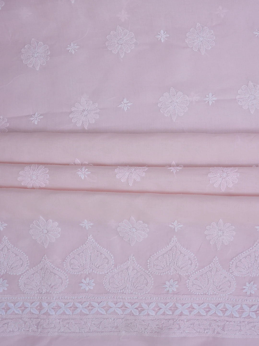 Ada Hand Embroidered Baby Pink Cotton Lucknowi Chikankari Unstitched Kurta Piece 01A718498