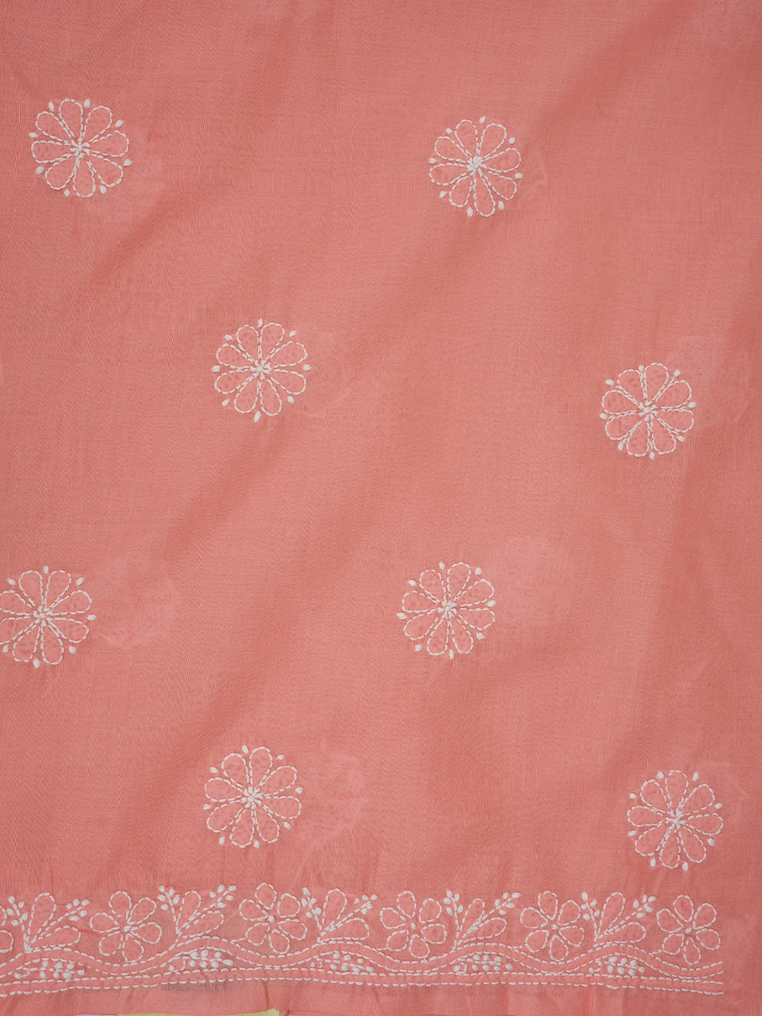 Ada Hand Embroidered Peach Cotton Lucknowi Chikankari Unstitched Kurta Piece 01A718487