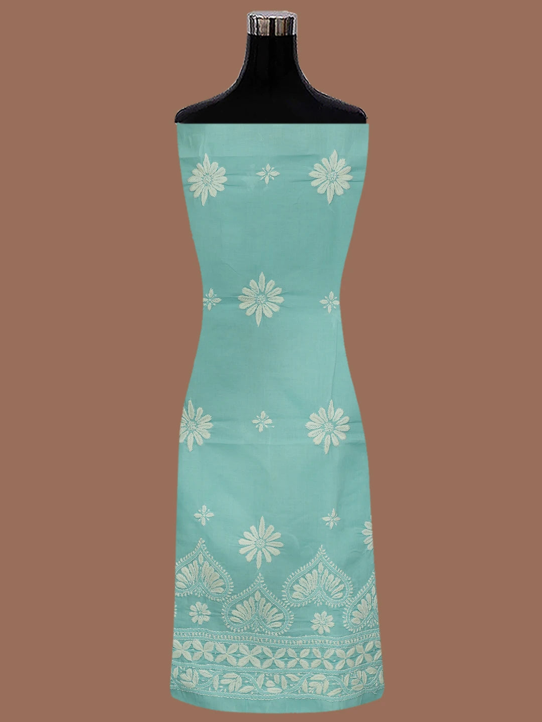 Ada Hand Embroidered Blue Cotton Lucknowi Chikankari Unstitched Kurta Piece 01A718475