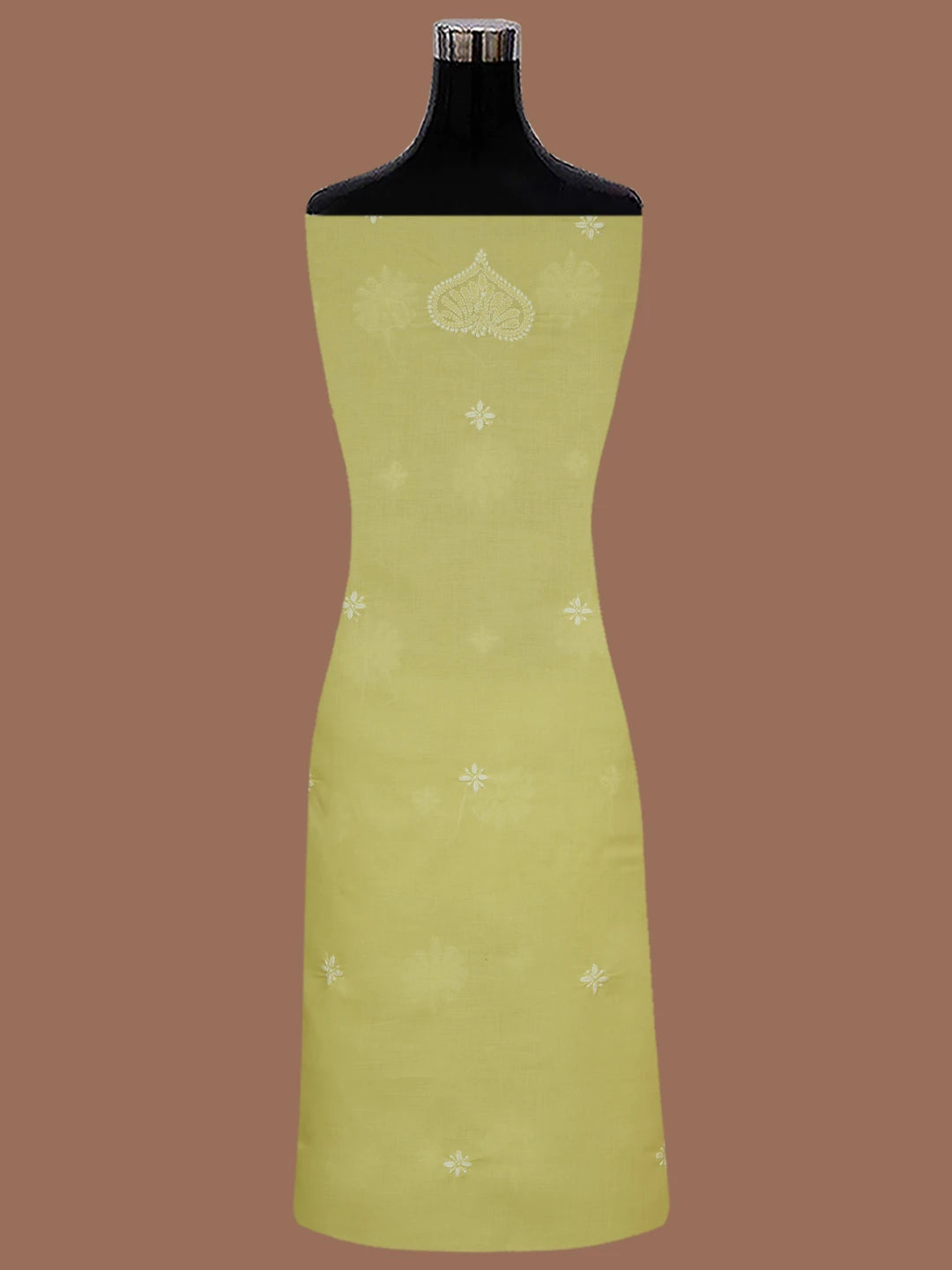 Ada Hand Embroidered Light Yellow Cotton Lucknowi Chikankari Unstitched Kurta Piece 01A718455