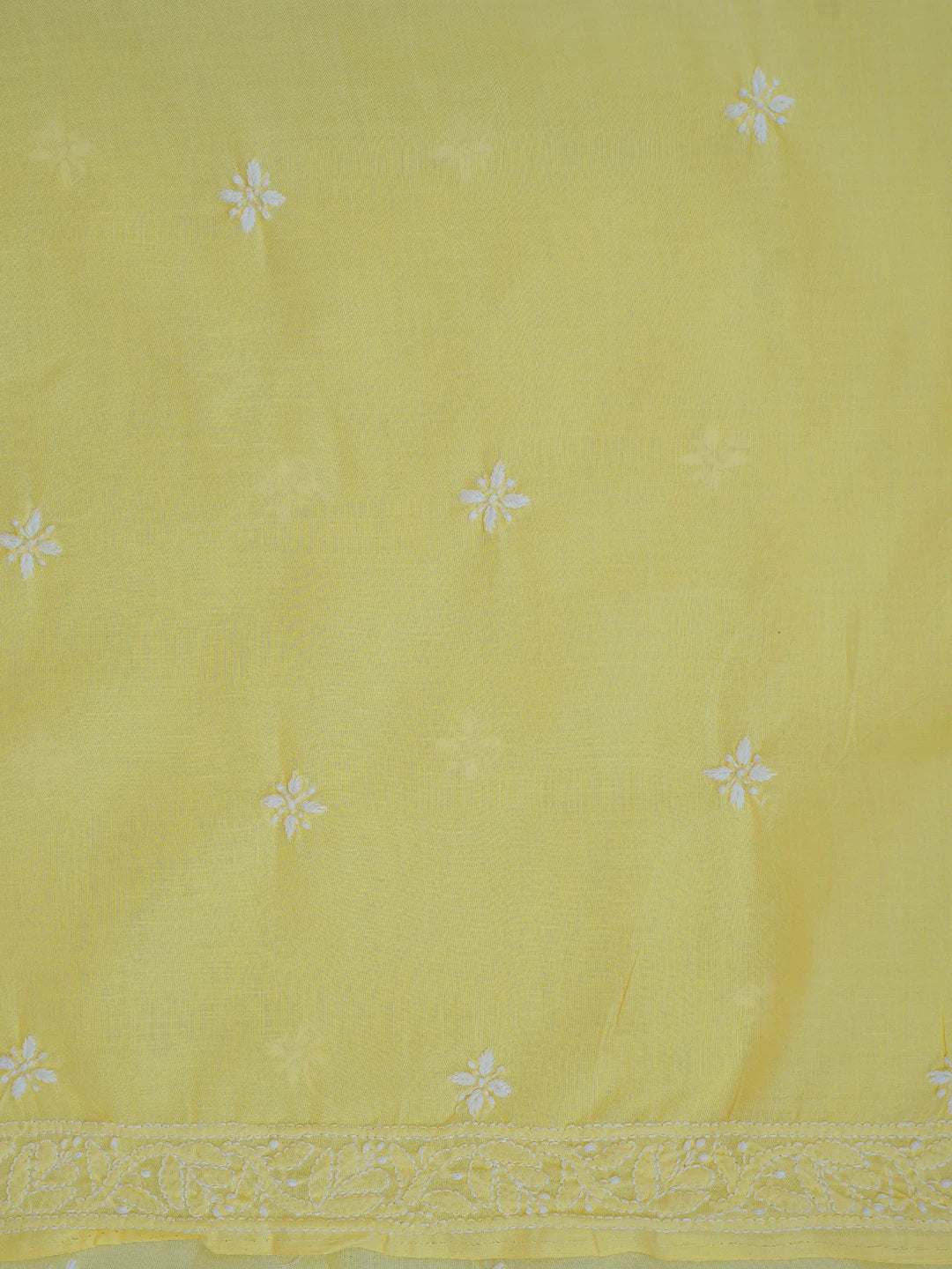 Ada Hand Embroidered Light Yellow Cotton Lucknowi Chikankari Unstitched Kurta Piece 01A718455
