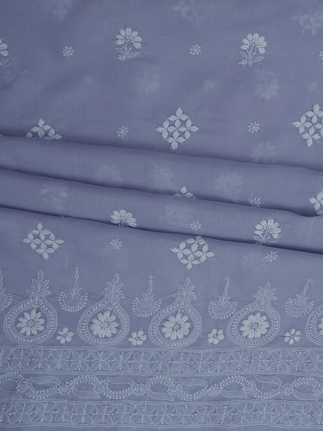Ada Hand Embroidered Mauve Cotton Lucknowi Chikankari Unstitched Kurta Piece 01A718458