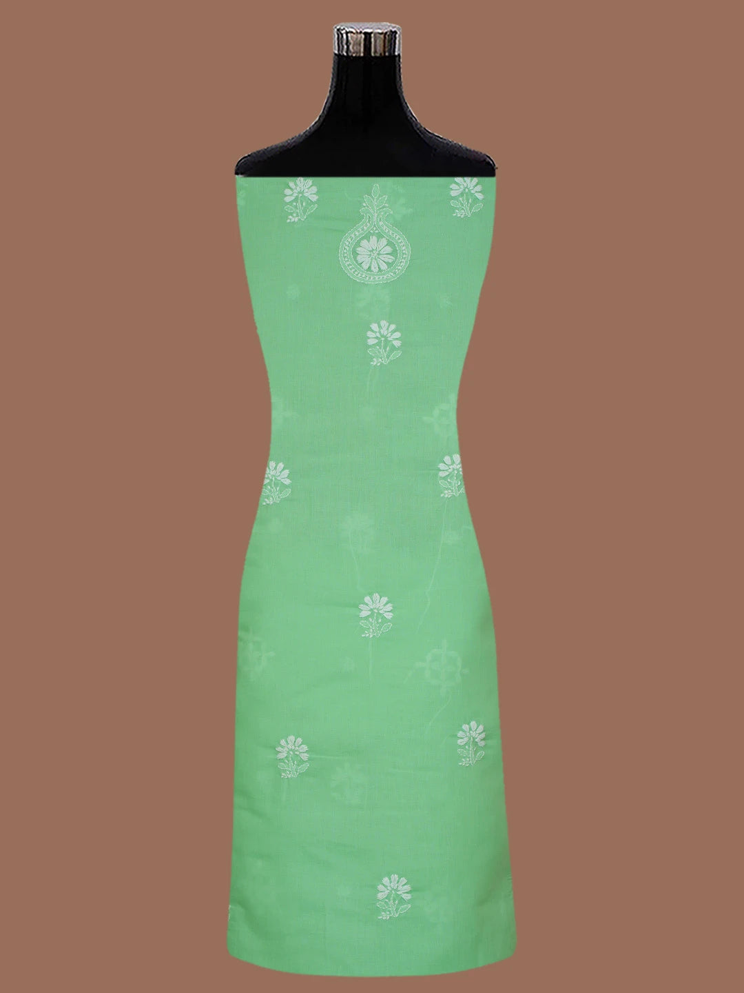 Ada Hand Embroidered Sea Green Cotton Lucknowi Chikankari Unstitched Kurta Piece 01A718494