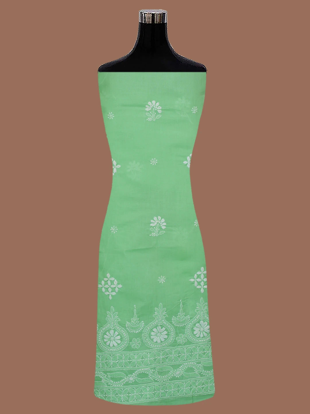 Ada Hand Embroidered Sea Green Cotton Lucknowi Chikankari Unstitched Kurta Piece 01A718494