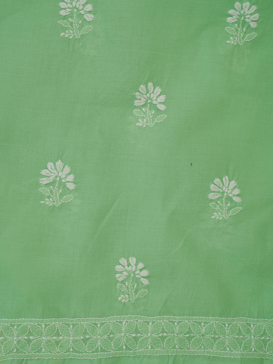 Ada Hand Embroidered Sea Green Cotton Lucknowi Chikankari Unstitched Kurta Piece 01A718494