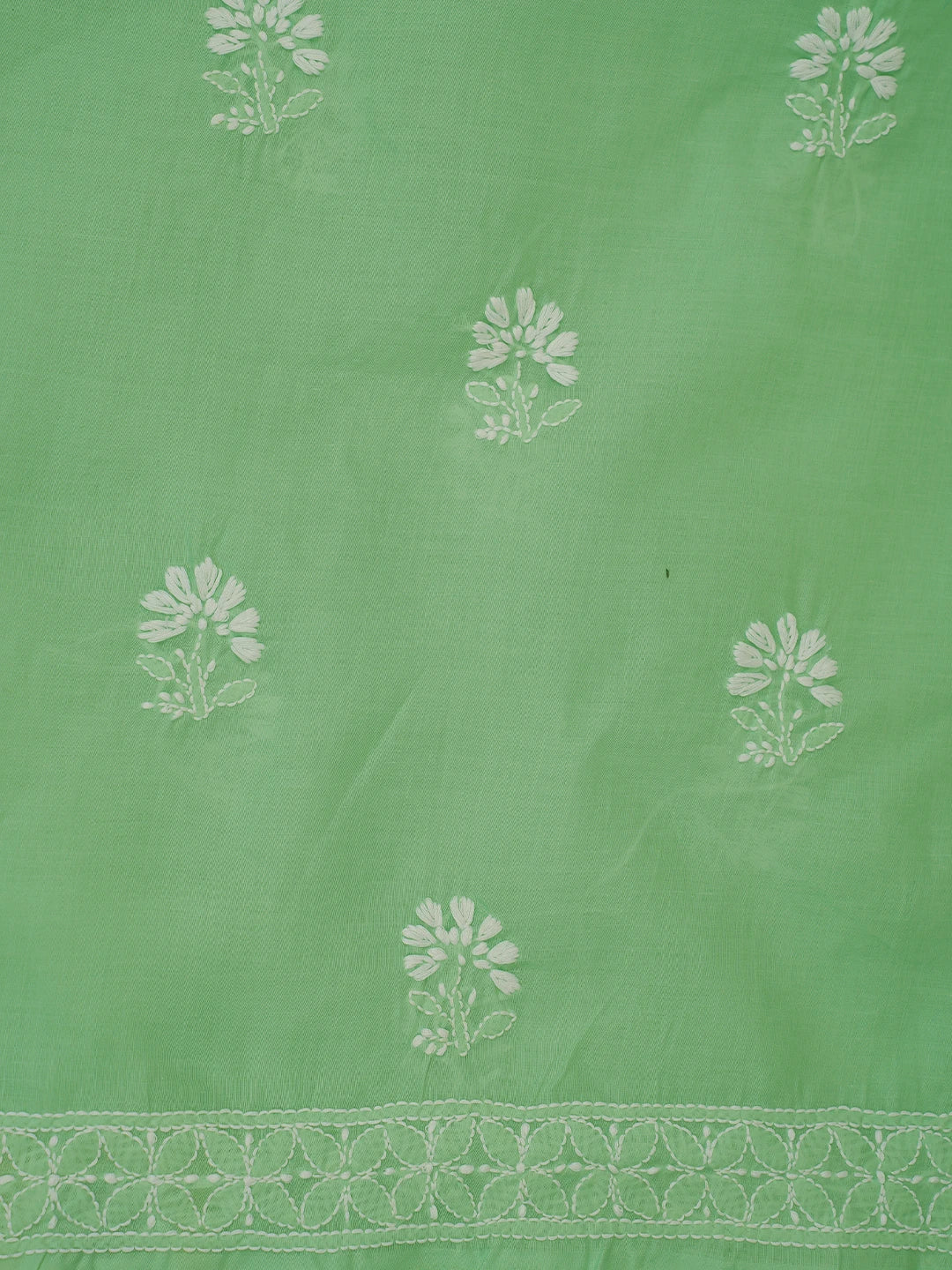Ada Hand Embroidered Sea Green Cotton Lucknowi Chikankari Unstitched Kurta Piece 01A718494
