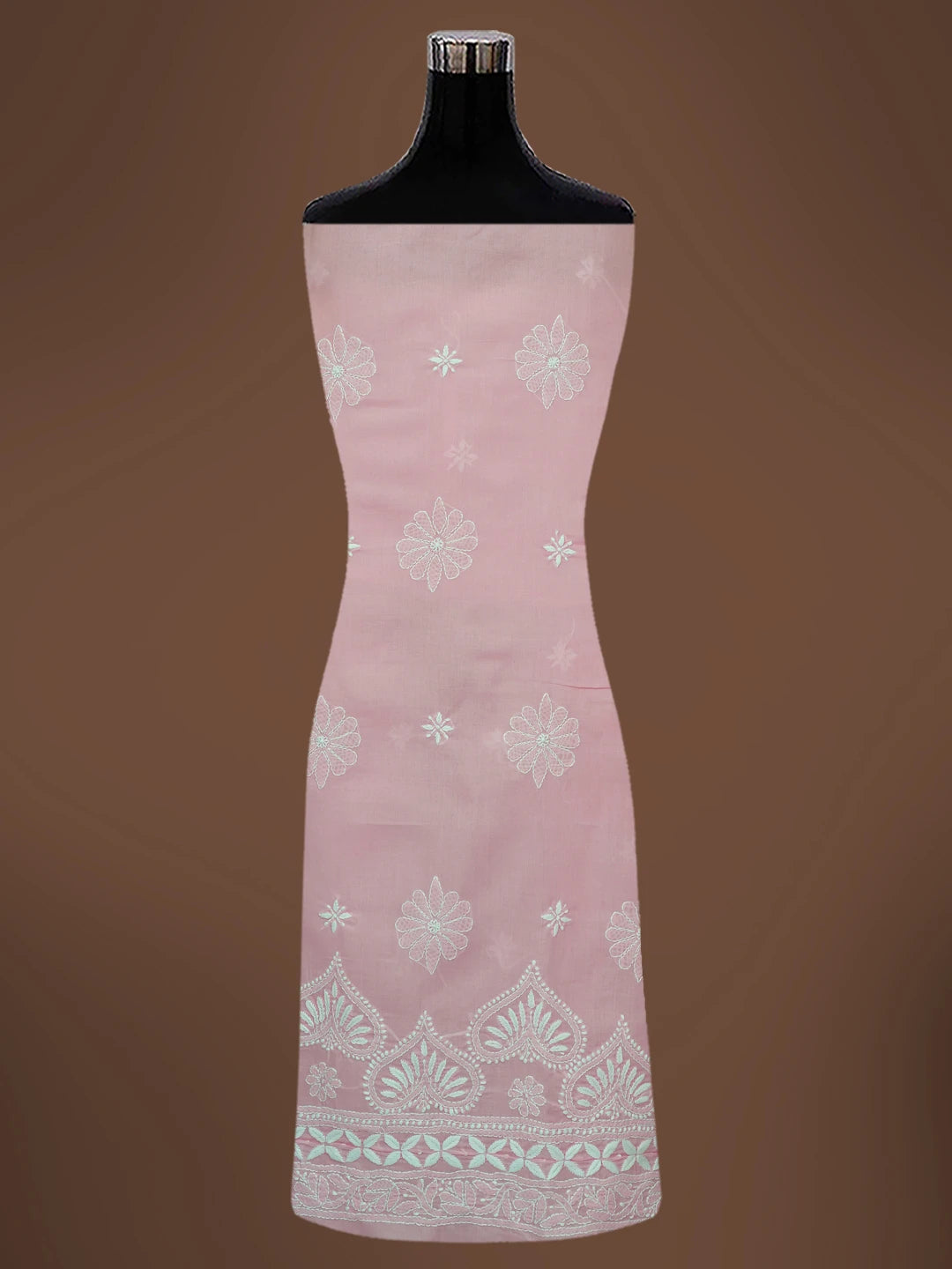 Ada Hand Embroidered Pink Cotton Lucknowi Chikankari Unstitched Kurta Piece 01A718507