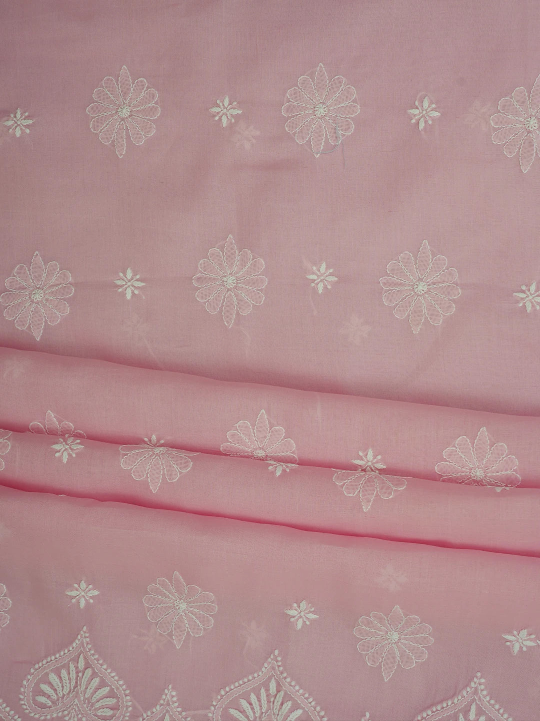 Ada Hand Embroidered Pink Cotton Lucknowi Chikankari Unstitched Kurta Piece 01A718507