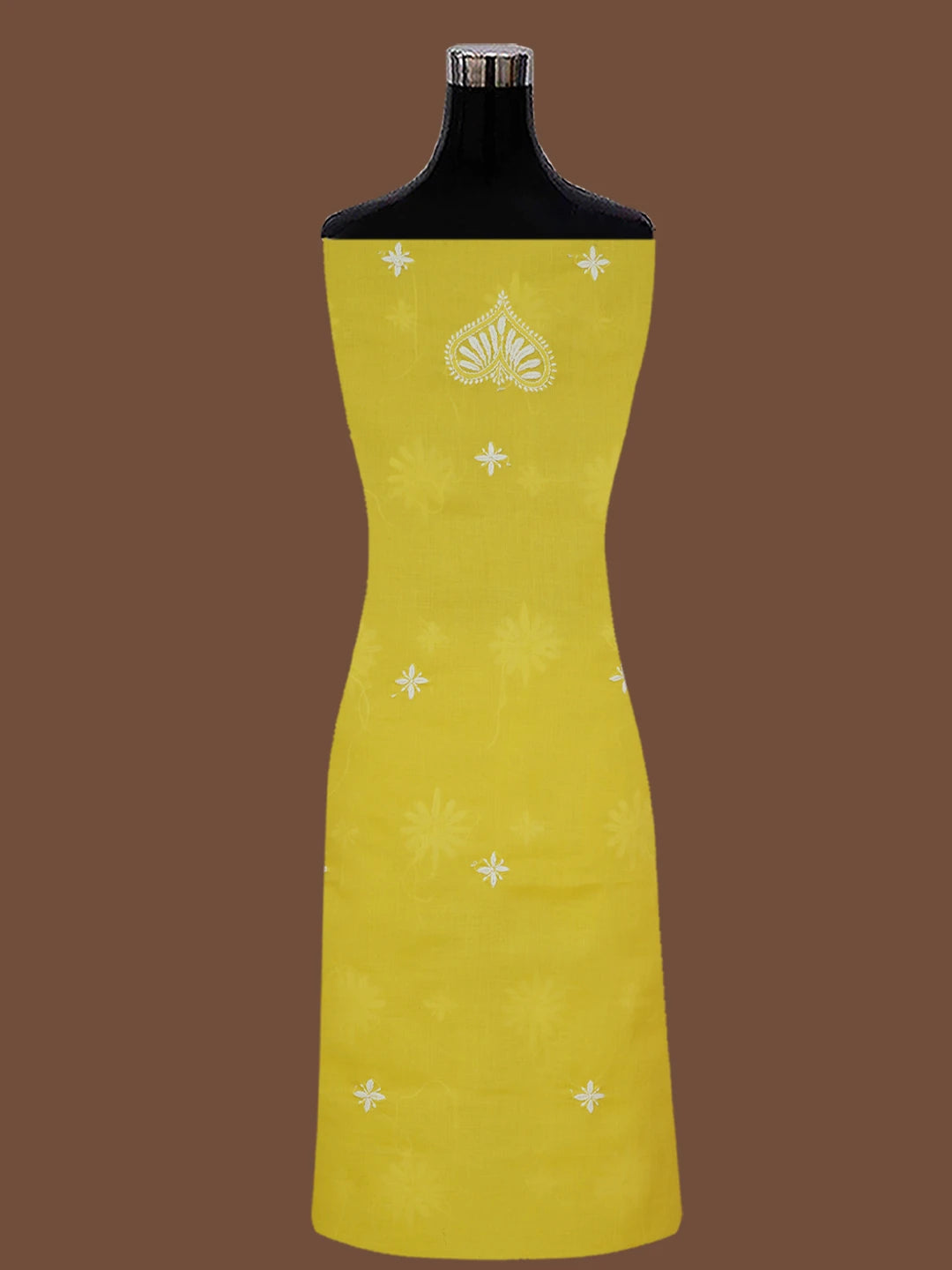 Ada Hand Embroidered Yellow Cotton Lucknowi Chikankari Unstitched Kurta Piece 01A718483
