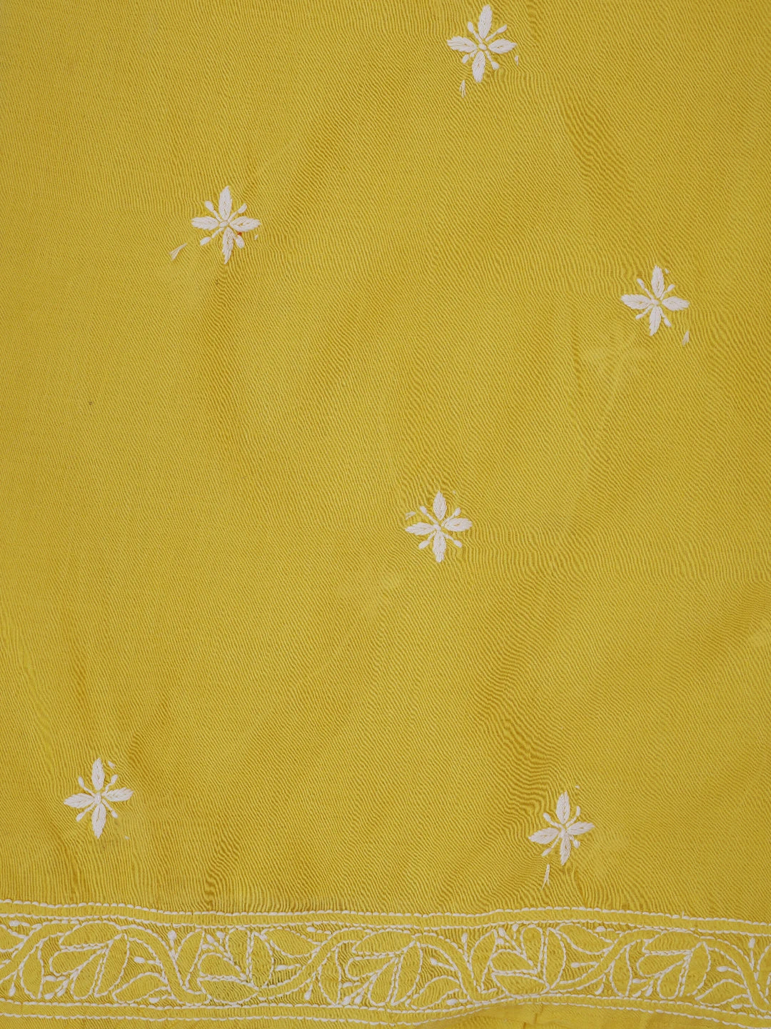 Ada Hand Embroidered Yellow Cotton Lucknowi Chikankari Unstitched Kurta Piece 01A718483