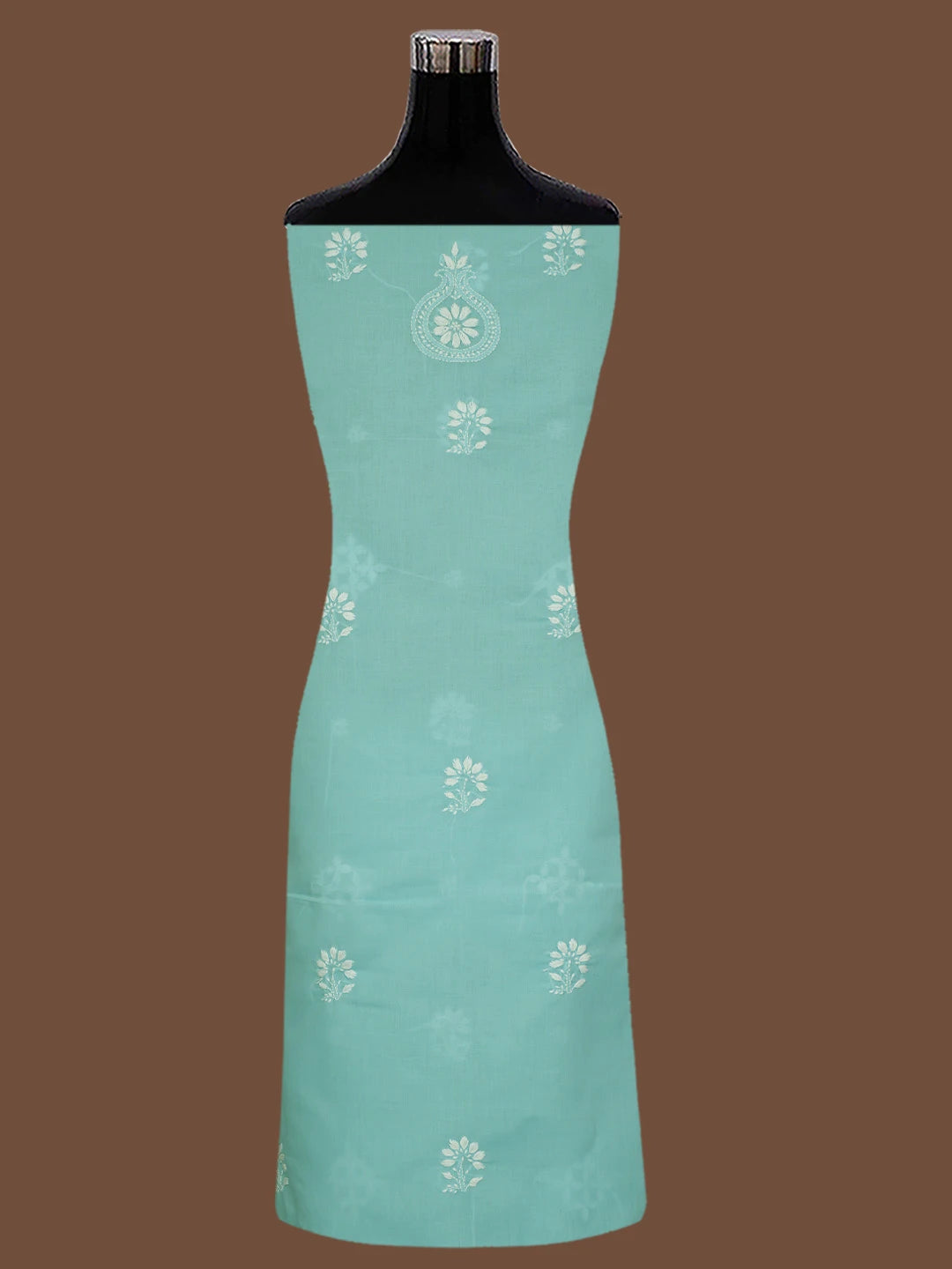 Ada Hand Embroidered Sky Blue Cotton Lucknowi Chikankari Unstitched Kurta Piece 01A718466