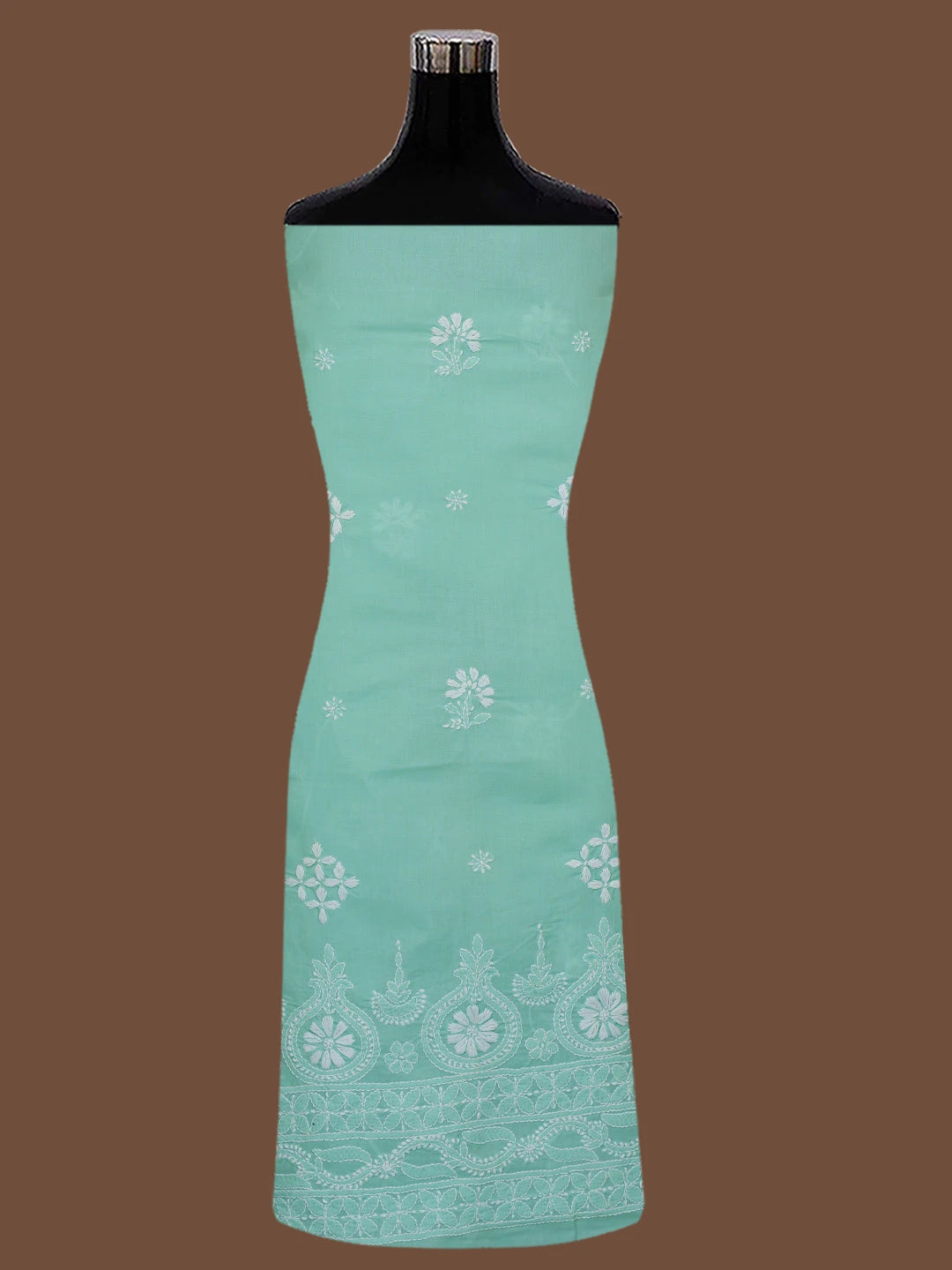 Ada Hand Embroidered Sky Blue Cotton Lucknowi Chikankari Unstitched Kurta Piece 01A718466