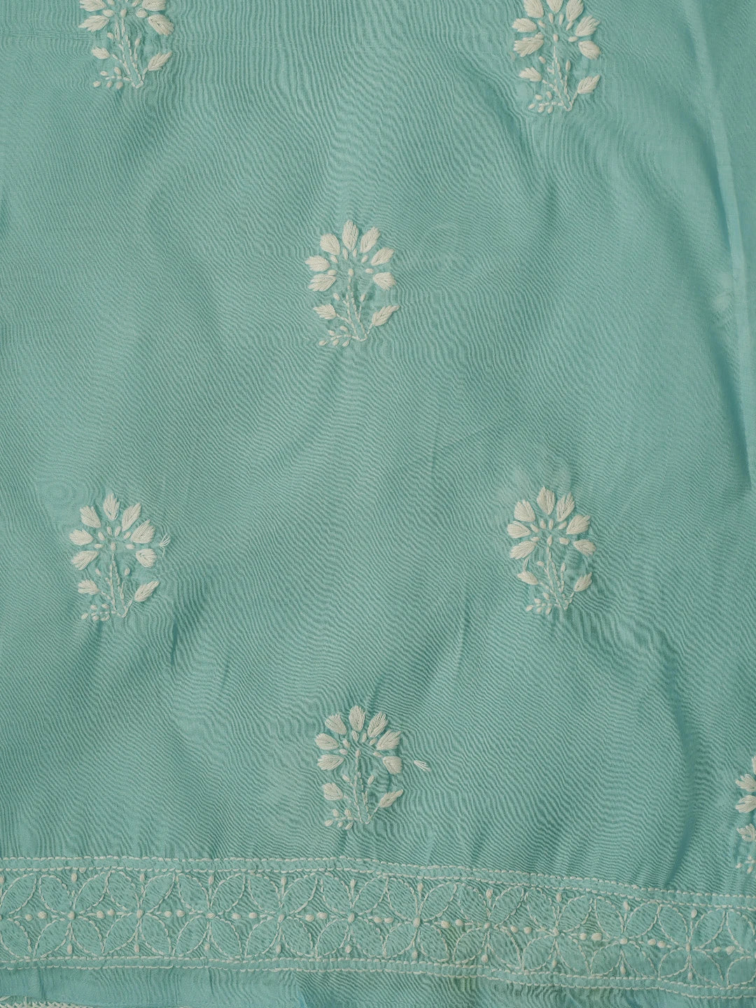 Ada Hand Embroidered Sky Blue Cotton Lucknowi Chikankari Unstitched Kurta Piece 01A718466