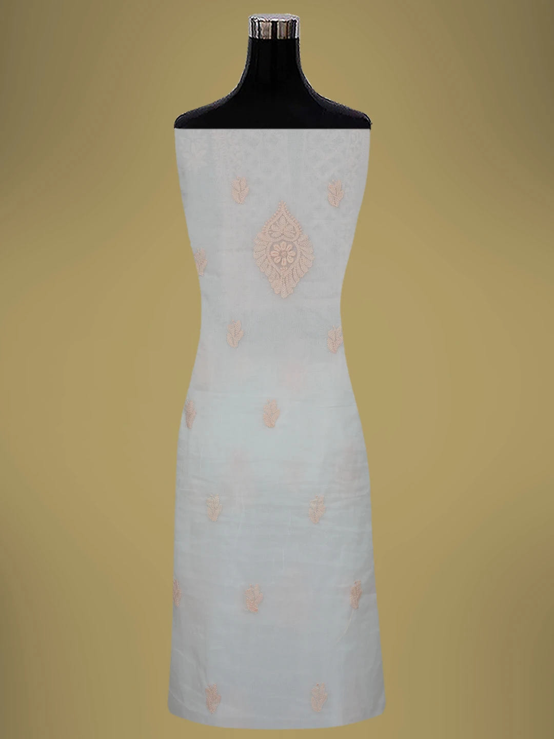 Ada Hand Embroidered White Smoke Organza Lucknowi Chikankari Unstitched Kurta Dupatta Set 01A718574