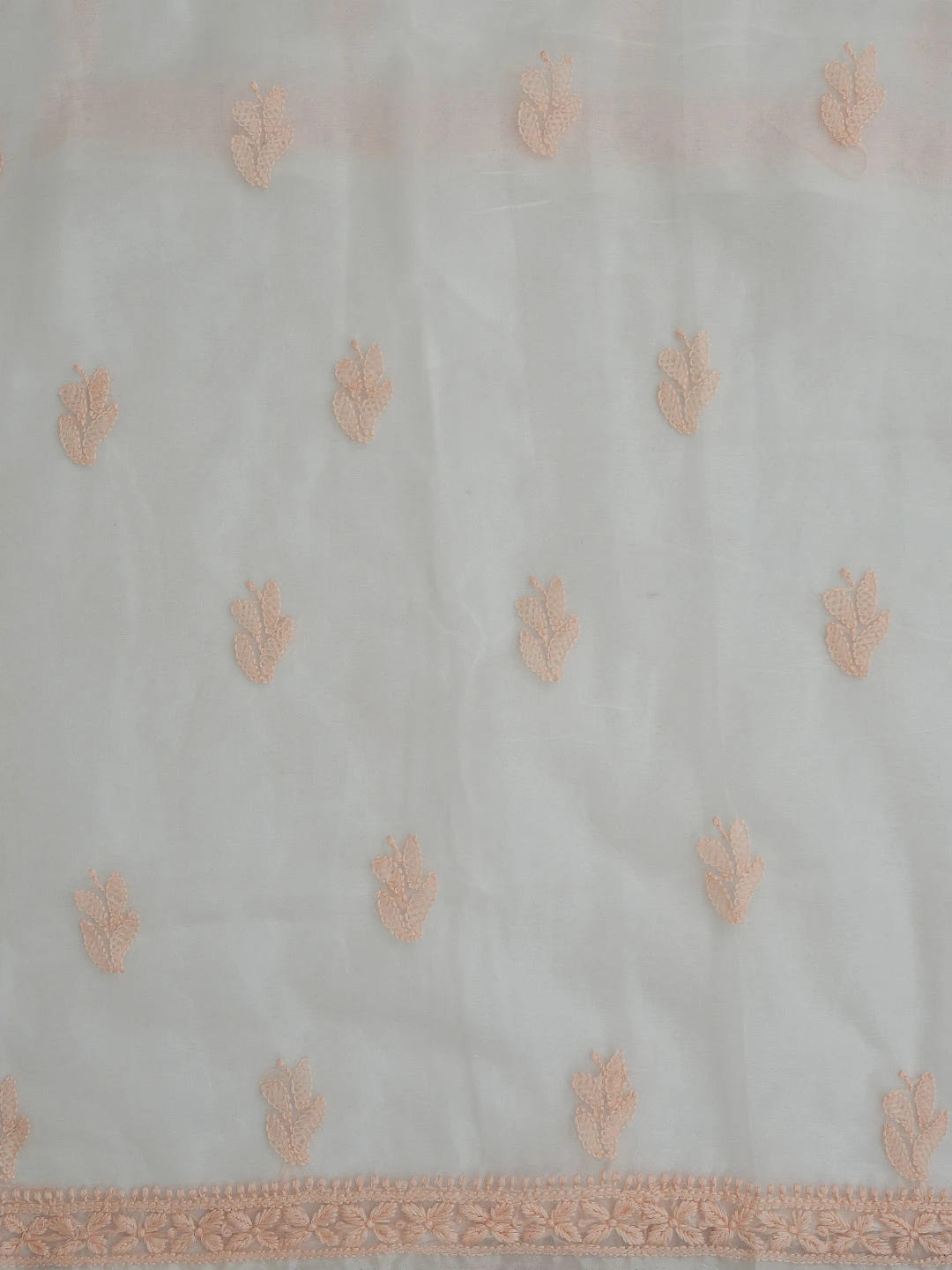 Ada Hand Embroidered White Smoke Organza Lucknowi Chikankari Unstitched Kurta Dupatta Set 01A718574