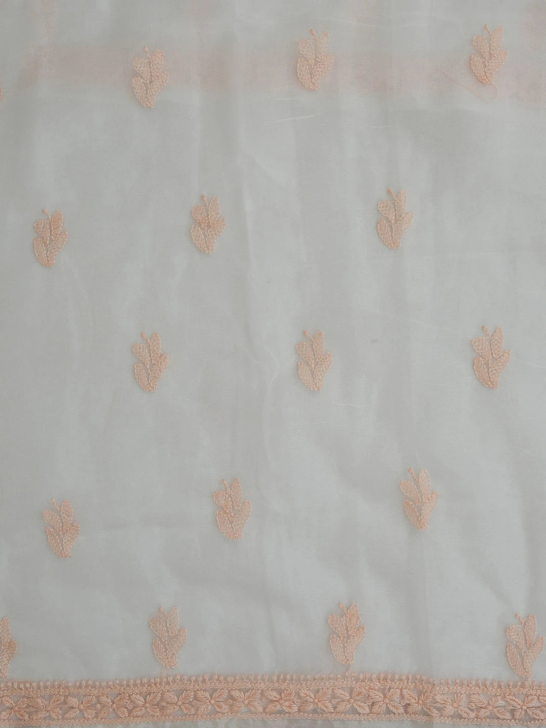 Ada Hand Embroidered White Smoke Organza Lucknowi Chikankari Unstitched Kurta Dupatta Set 01A718574