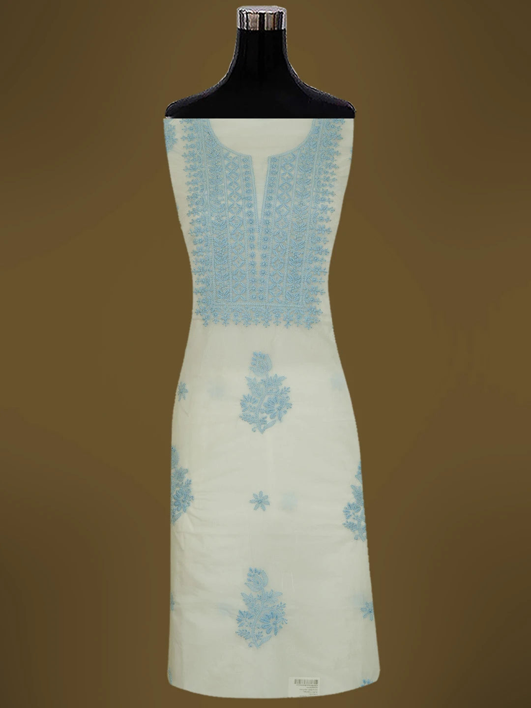 Ada Hand Embroidered White Organza Lucknowi Chikankari Unstitched Kurta Dupatta Set 01A718582