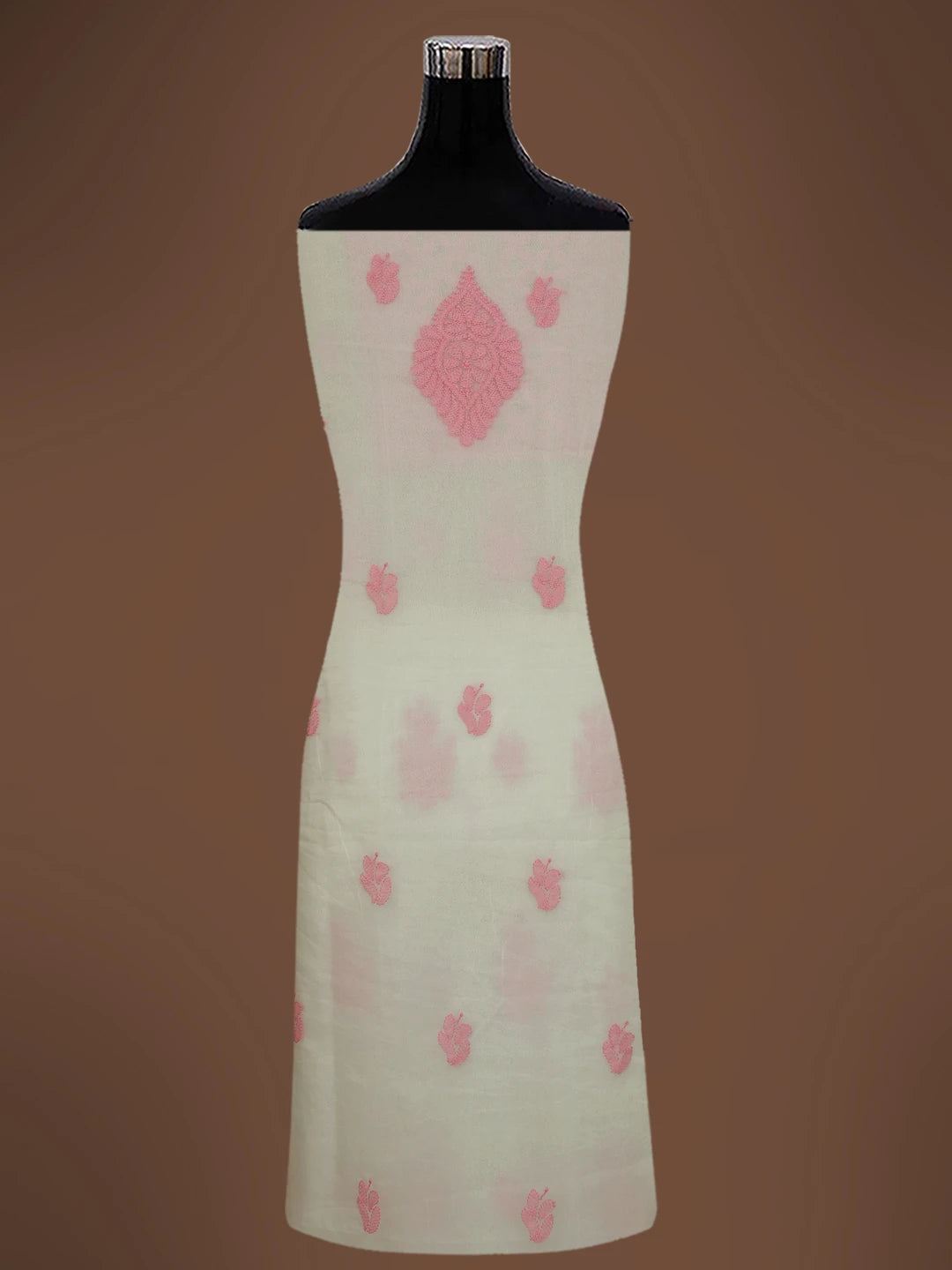 Ada Hand Embroidered White Organza Lucknowi Chikankari Unstitched Kurta Dupatta Set 01A718578
