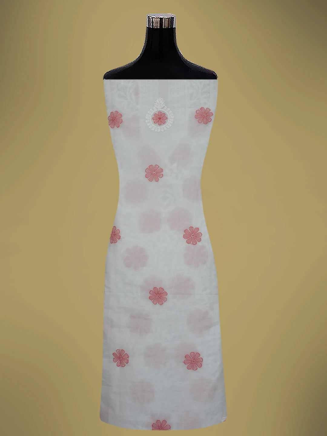 Ada Hand Embroidered White Organza Lucknowi Chikankari Unstitched Kurta Dupatta Set 01A718597