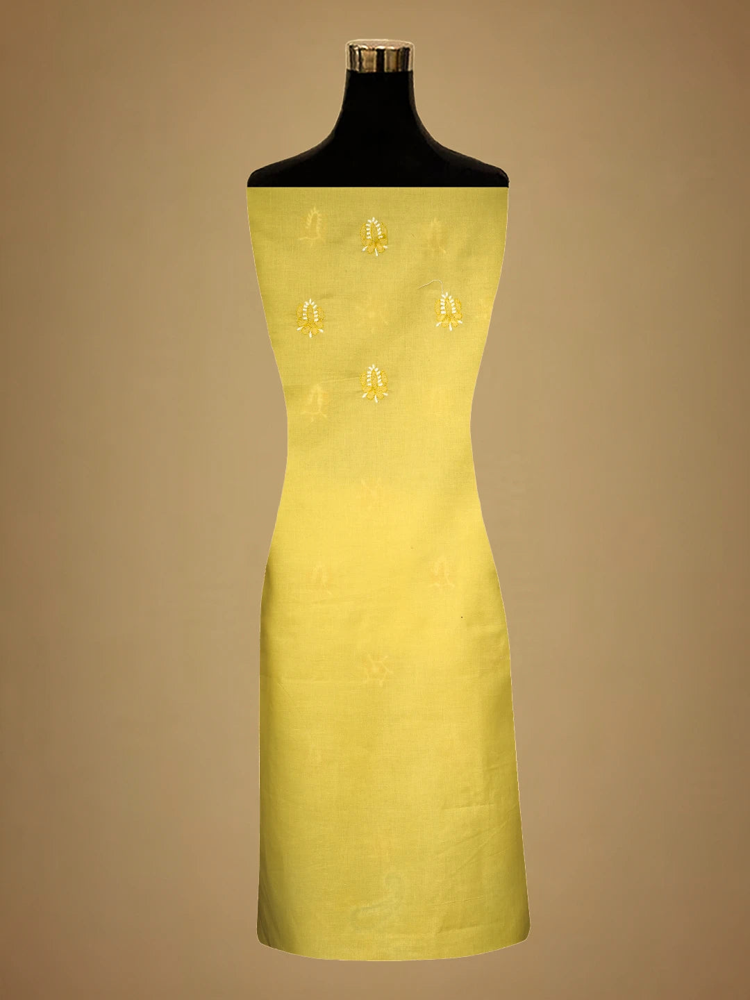 Ada Hand Embroidered Yellow Cotton Lucknowi Chikankari Unstitched Suit Piece 01A700534
