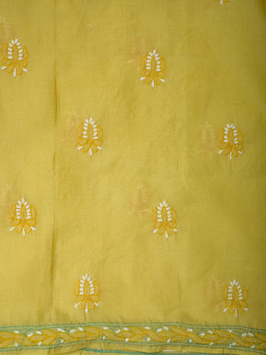 Ada Hand Embroidered Yellow Cotton Lucknowi Chikankari Unstitched Suit Piece 01A700534