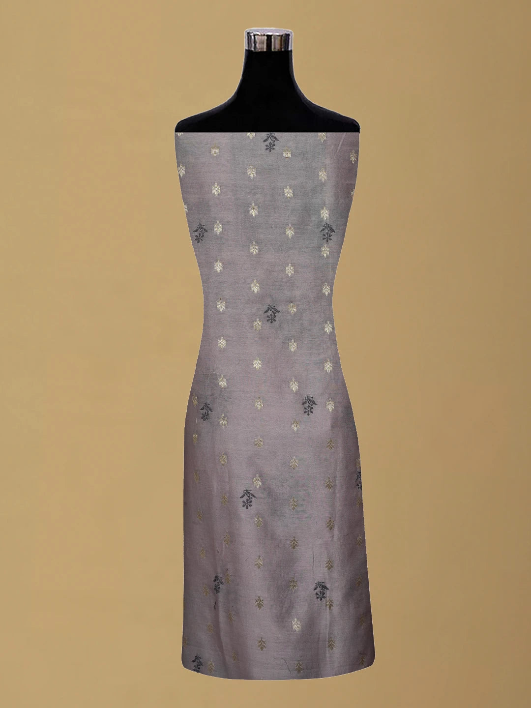 Ada Hand Embroidered Mauve Chanderi Lucknowi Chikankari Unstitched Kurta Dupatta Set With Zari Work 01A712891