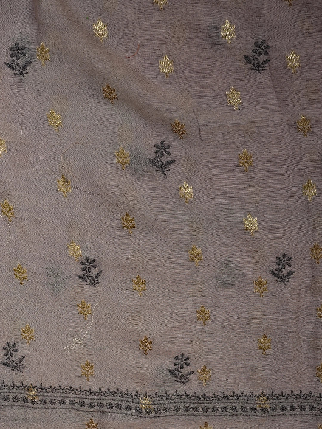 Ada Hand Embroidered Mauve Chanderi Lucknowi Chikankari Unstitched Kurta Dupatta Set With Zari Work 01A712891