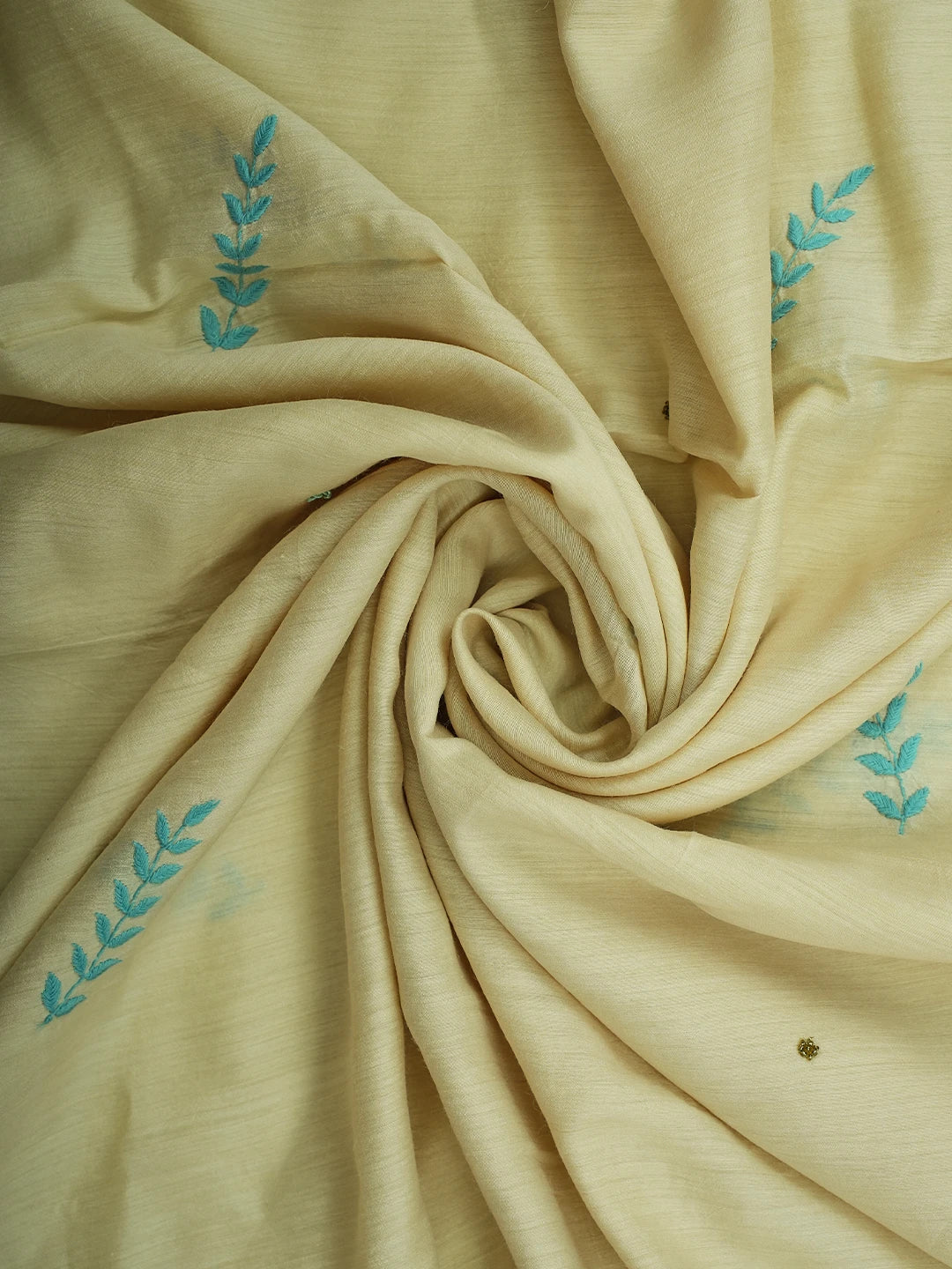 Ada Hand Embroidered Fawn Moonga Silk Lucknowi Chikankari Unstitched Kurta Dupatta Set With Squinned Work 01A548528