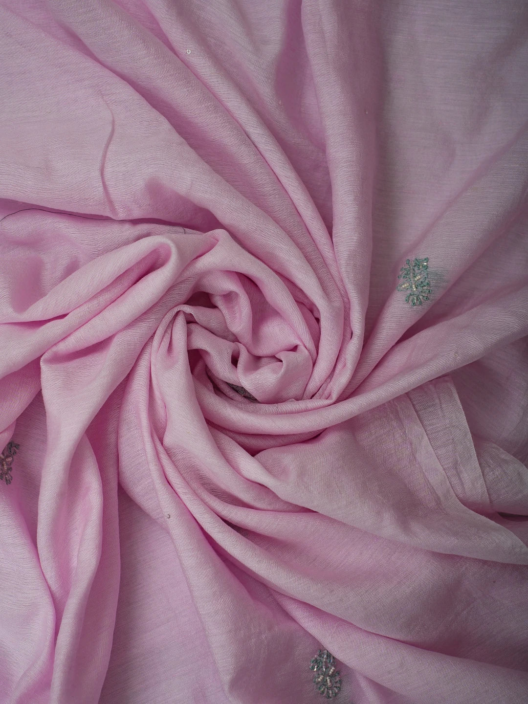 Ada Hand Embroidered Pink Chanderi Lucknowi Chikankari Unstitched Kurta Dupatta Set With Cutdana Work 01A502566