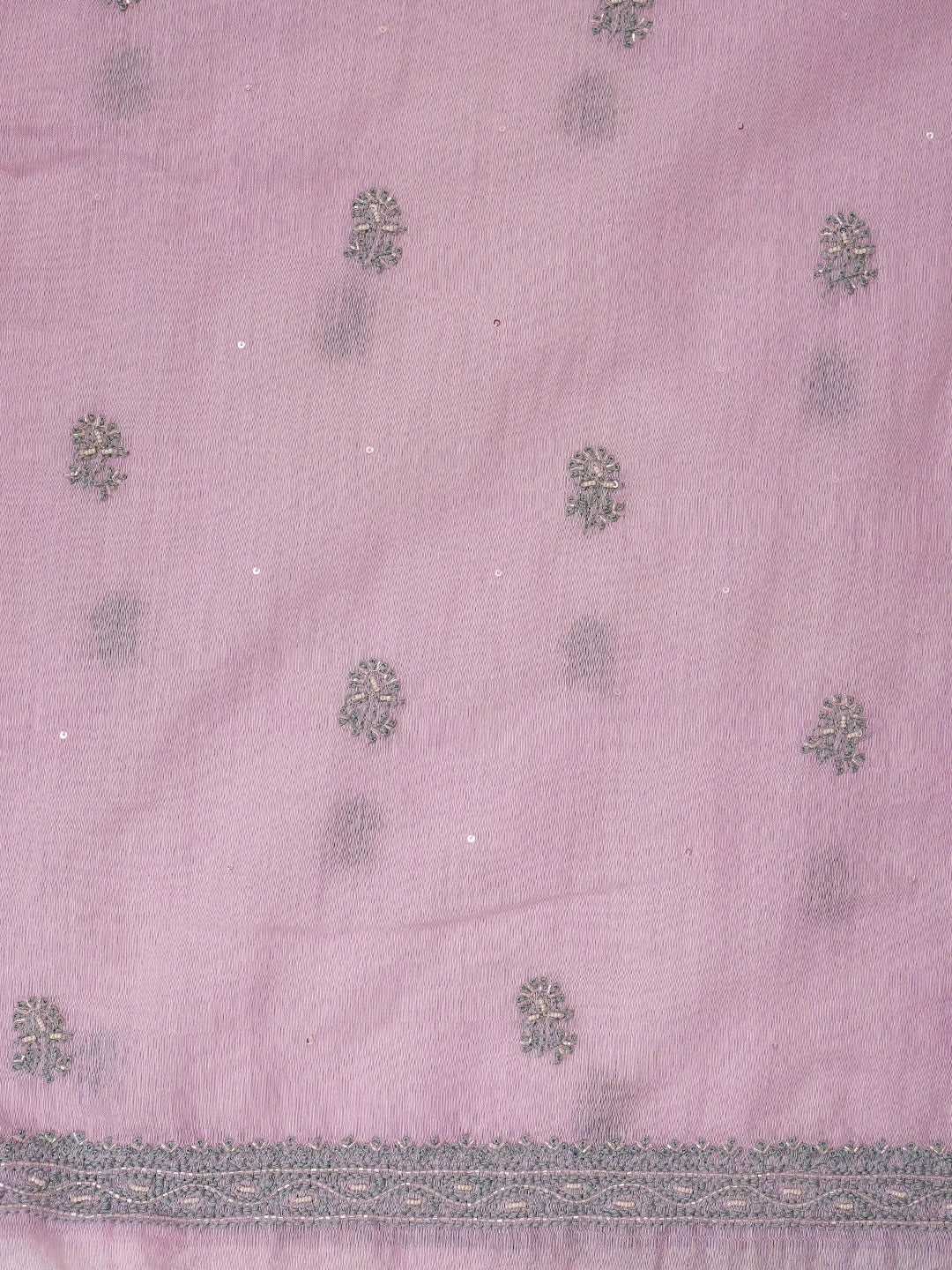 Ada Hand Embroidered Pink Chanderi Lucknowi Chikankari Unstitched Kurta Dupatta Set With Cutdana Work 01A502566