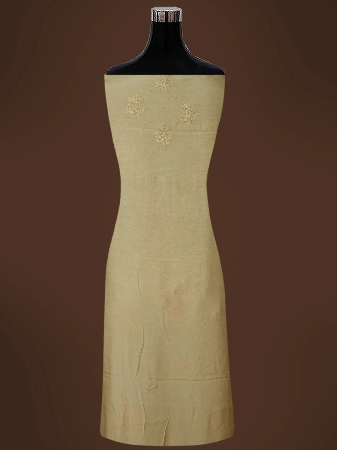 Ada Hand Embroidered Fawn Moonga Silk Lucknowi Chikankari Unstitched Kurta Dupatta Set 01A669142
