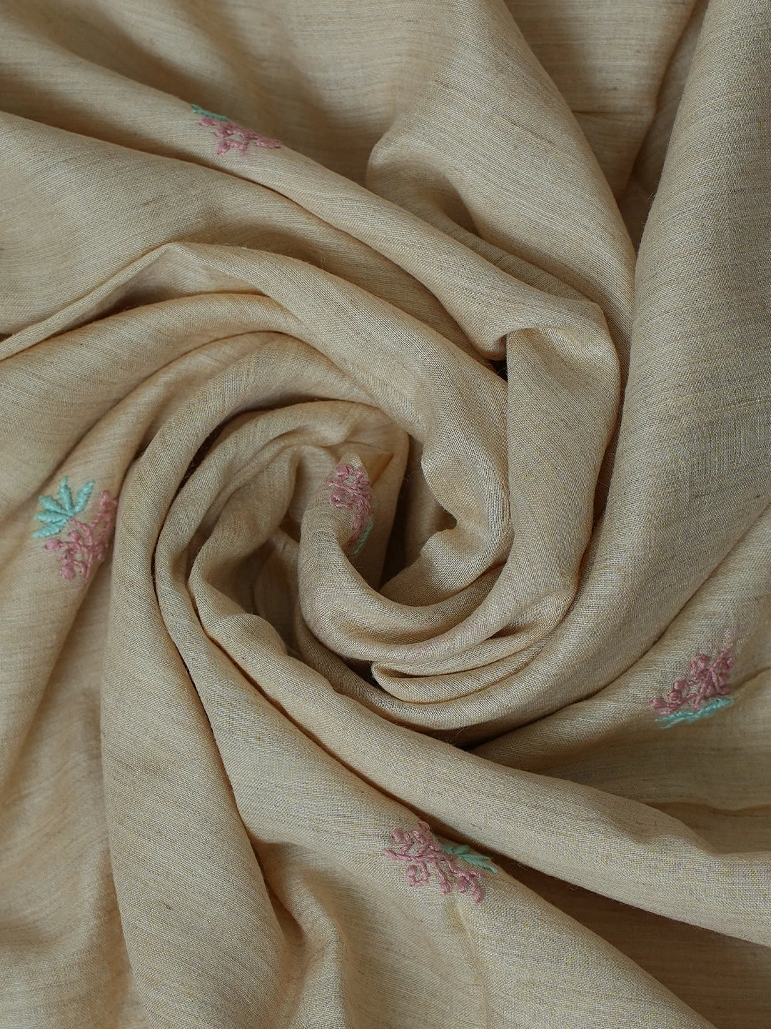 Ada Hand Embroidered Fawn Moonga Silk Lucknowi Chikankari Unstitched Kurta Dupatta Set 01A669142